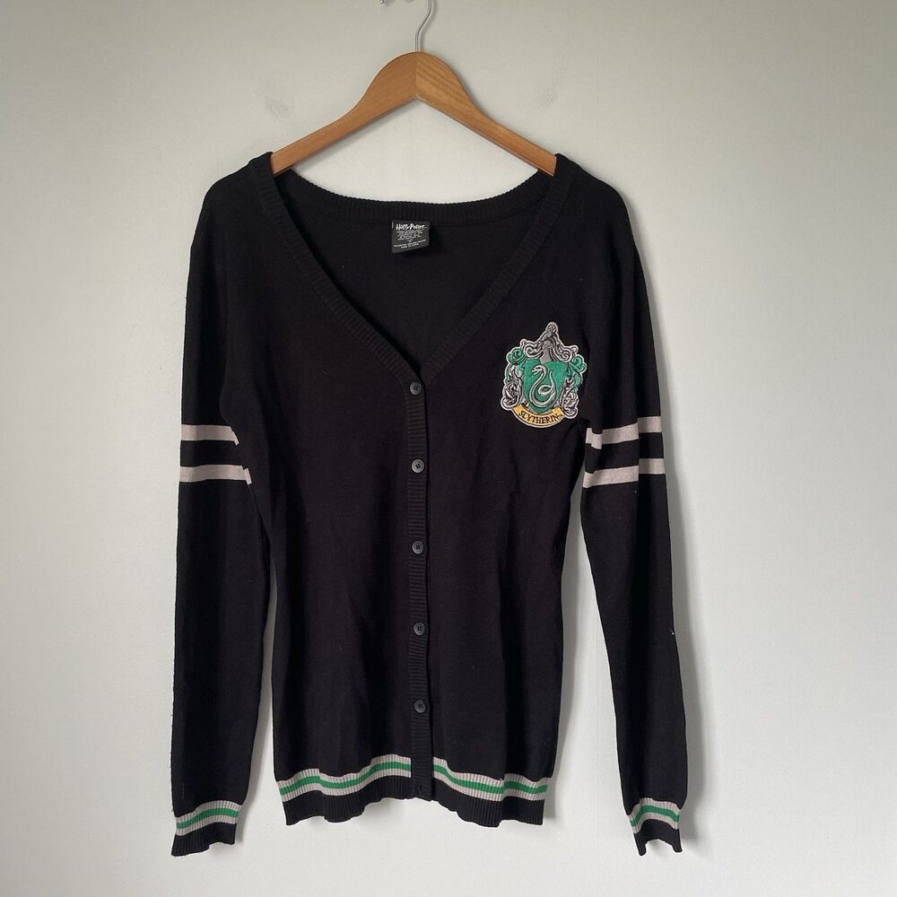 Warner Bros. Harry Potter Slytherin Cardigan Sweater Black Women's Size Medium